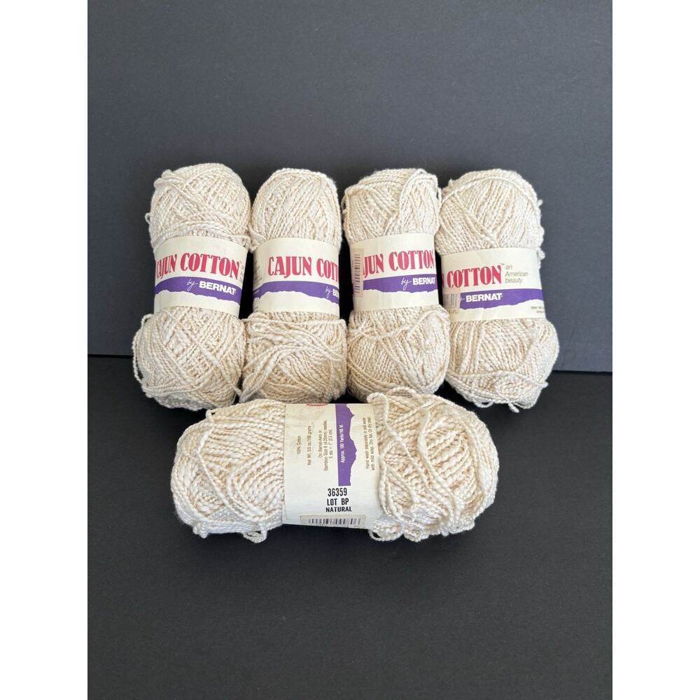 Cajun Cotton By Bernat 36359 Natural 5 Packs 180 Yards Each- NEW